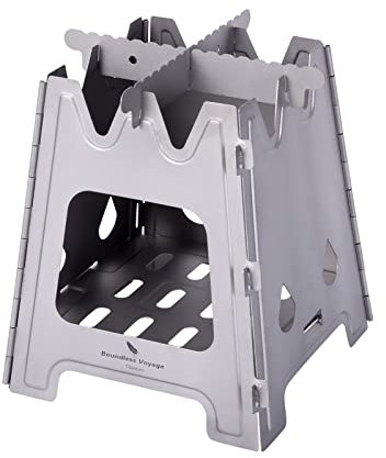 Boundless Voyage Estufa de leña de titanio para exteriores, camping, senderismo, cocina, mochilero, ligero, portátil