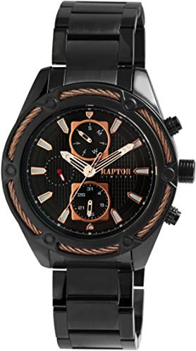 Raptor Limited Herren-Uhr Maher Edelstahl Multifunktion Analog Quarz RA20346 (schwarz)