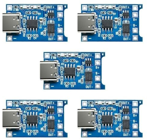 APKLVSR 5pcs Interface d'entrée de Type C USB 5V 1A 18650 Module de Chargeur de Batterie au Lithium Carte de Charge avec Double Fonction de Protection