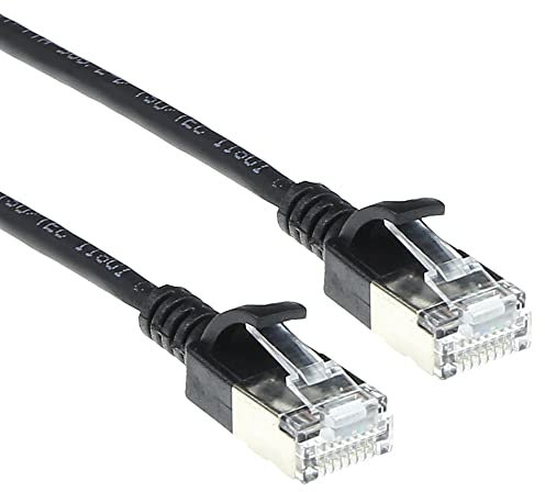 ACT CAT6a Network Cable, U/FTP LSZH LAN Cable, Thin 3.8 mm Slimline, Flexible Snagless CAT 6a Cable with RJ45 Connector, for Use in Data Centres, 0.25 Metres, Black - DC7952