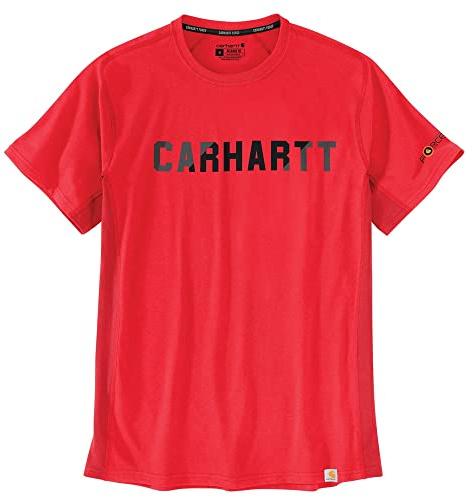 Carhartt Men's 105203 Force® Relaxed Fit Midweight Short Sleeve Graphic, Fire Red, S