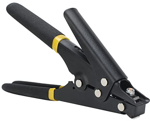 Pistola per fascette in nylon portatile Tensione regolabile Fascetta in plastica Strumento di fissaggio e taglio Tensionamento per fascette Utensile taglio Pistola per fascette per fascette Nero