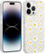 32nd Floral Gel Series - Transparent Clear Case with Floral Design for Apple iPhone 14 Pro (6.1), Hard Back Cover with TPU Gel Edges - Daisy