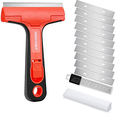 MAXPOWER Raschietto Vetro con 10 lame Raschietto Piano Induzione 10cm Raschietto per piastrelle
