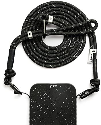 Mous Handy-Umhängeband mit abnehmbarer Handschlaufe, Schwarz/Violett/Salbeigrün, Schwarz