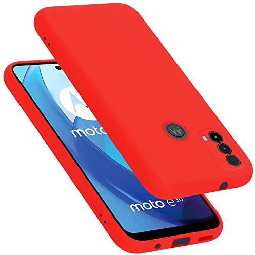 Cadorabo Hülle kompatibel mit Motorola Moto E20 / E30 / E40 Hülle Silikon Handyhülle für Moto E20 / E30 / E40 Case aus flüssigem Silikon- Kratzfeste und stoßfeste dünne TPU Schutzhülle - Liquid ROT