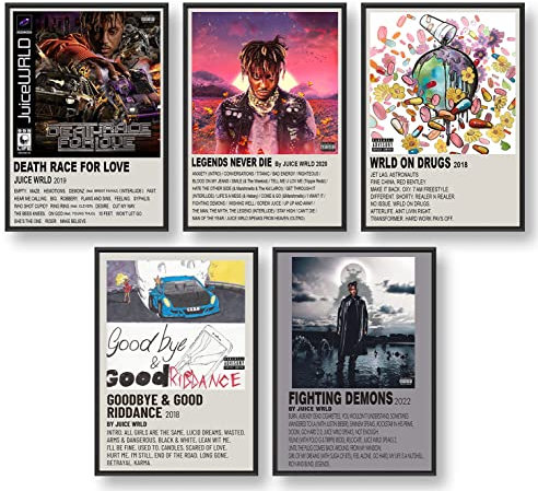 IZOOMIHOME Juice WRLD Poster, Album Cover Limited Edition Posters, Music Posters (Set of 5, Complete Set)