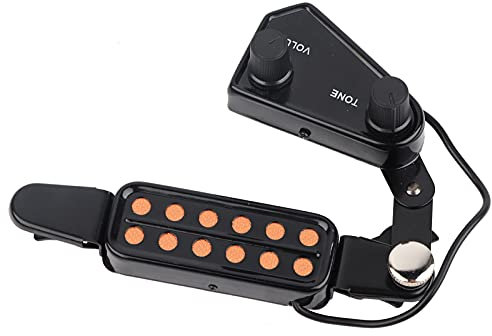 Transducteur de Micro de Guitare, Micro de Guitare Acoustique en Métal Noir Installation Facile 12 Trous Sonores pour Guitare Acoustique pour Guitare Sound Hole