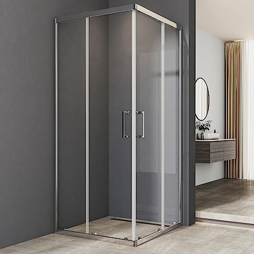 Duschkabine Schiebetür 90x90 cm Eckeinstieg Duschabtrennung 6mm ESG Glas Duschtür Duschwand Höhe 185cm