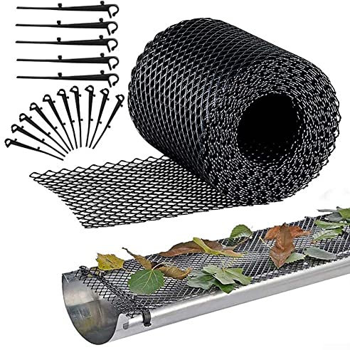RANRAO 15cm x 6m Plastic Gutter Guard Netting, Mesh Gutter Guard Leaf Protection Mat Guttering Block Leaves for Prevent Drain and Guttering Blockages