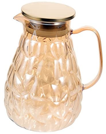 YARNOW Carafe Verre Capacité Pichet à Boissons Pour Maison Et Événements Design Classique Avec Couvercle Anti-fuite Pour Thé Jus Et Boissons Froides