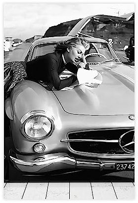 Sophia Loren Klassisches Auto-Leinwand-Poster, Wandkunst, Dekoration, Bild für Wohnzimmer, Schlafzimmer, Dekoration, Rahmen-Stil, 30 x 45 cm