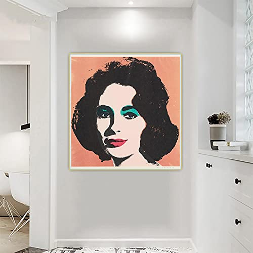 SDVIB Andy Warhol《Elizabeth Taylor》Leinwand-Ölgemälde-Kunstposter, dekorativer Druck, Bild, Wanddekoration, Heimdekoration, 50 x 50 cm, rahmenlos