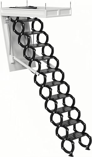 Areyourshop Attic Frame 70x100 cm (9.5Ft) Folding Aluminum Loft Frame, Telescopic Loft Frame Adaptable to Varying Floor Heights (13cm to 30cm), Removable Bottom Rungs