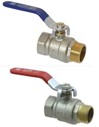 Kugelhahn 1/2'' bis 1'' 16 Bar 120°C und 30 Bar 180°C IG/AG Hebelgriff Messing Venti Kugelventil Absperrhahn Absperrventil Wasserhahn (1/2'', Rot 16 Bar 120°C)