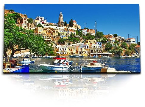 Paul Sinus Kunstdruck Bilder 120x60cm Griechische Insel Chalki traditionelles Küstendorf Mittelmeer