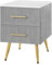 WOLTU Table de Chevet avec 2 Tiroirs en Velours Table de Nuit Commode de Rangement pour Chambre à Coucher Salon en MDF Montage Facile 40x41x52.50cm, Gris, TS134gr