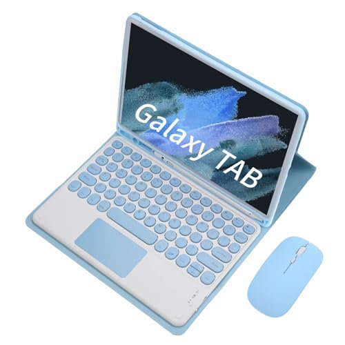GUPENAA Tastatur Hülle für Samsung Galaxy Tab S6 Lite 10.4'' 2022/2020 mit Touchpad, Magnetische Abnehmbare Bluetooth-Tastatur, Weiche TPU-Rückenständerabdeckung mit Maus,Blau