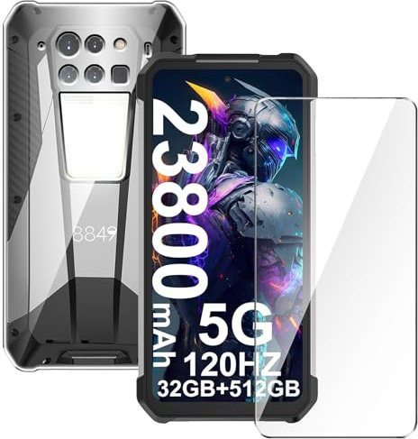 Qlfemna Transparent Case for Unihertz 8849 Tank 3 (6.79 Inches) with 1 Tempered Glass Screen Protector, Soft Silicone Transparent Mobile Phone Case, Anti-Yellow, Scratch-Resistant, Shockproof