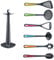 Westmark Küchenutensilien – Drehständer Gallant Color Edition mit Kartoffelstampfer, Gemüselöffel, Spaghettilöffel, Suppenkelle, Schaumlöffel und Wender – Bunt, Set 7-teilig