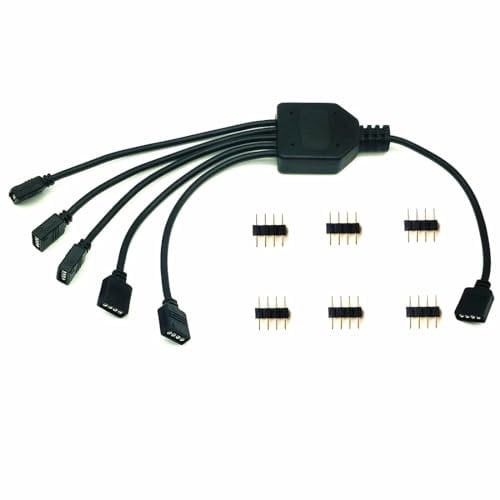 ZWQFYPA 1pcs 4-Pole RGB Splitter Extension 1-to 5 LED Strip Light Connectors Y-Shaped Connectors, Suitable for 5050 3528 2835 RGB LED Strip Lights (Black 30 cm)