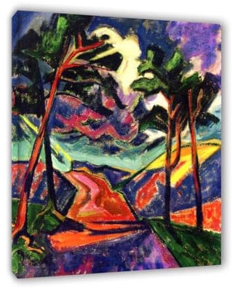 LZ6J8C9 Max Pechstein Bilder-Expressionismus bilder leinwand-Landschaft Kunstdruck Poster- in the Dunes- Druck auf Leinwand- Gerahmt Wandbilder Wohnzimmer Deko 40x30cm Innerer Rahmen