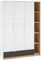 Marmex Torino 01 Kleiderschrank 138x196x53 dreitürig mit offenem Regal, Mehrzweckschrank gefräst, großer Jugendkleiderschrank, Kinderkleiderschrank Eiche weiß/Castello/Graphit für Zimmer