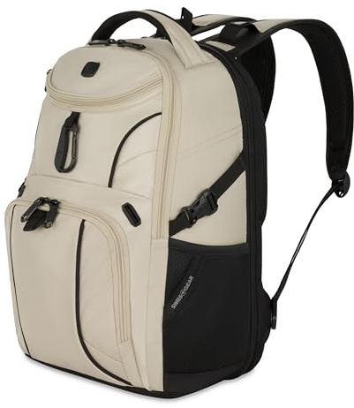 SwissGear Unisex's Mini 1900 Scansmart Slim Version Laptop Backpack, Oatmeal, 16-Inch