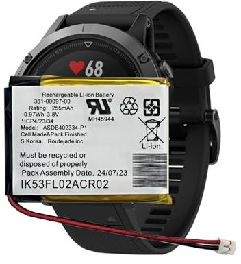 MUKUZI AKKU Compatible with Gar-min Approach S60, Fenix 5, Forerunner 935 SmartWatch (Replacement for 361-00097-00)
