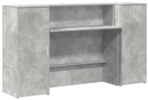 vidaXL Empfangstheke Betongrau 180x50x103,5 cm Holzwerkstoff, Empfangstresen, Salon Empfangstheke, Kassentheke, Empfangstisch, Büro Empfangstheke