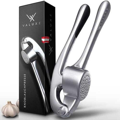 VALUXE® Knoblauchpresse groß spülmaschinenfest mit kraftvoller Hebelwirkung - Praktische Knoblauch-Presse - Profi Garlic Press Crusher, Handpresse hochwertig & robust