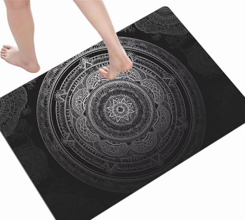 Badezimmerteppich, Badematte Mandala, Badematte Stein Badteppich Badvorleger Rutschfest Waschbar, Duschvorleger Schnelltrocknend Badteppich 40x60cm Bad Teppich Badezimmer Teppiche, Bathroom Mat D-768