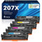207X Toner Mit Chip Kompatibel für HP 207X 207A Schwarz für HP Color Laserjet Pro MFP M283fdw Toner für Color Laserjet Pro M255dw M282nw M283fdn M255nw W2210A W2211A W2212A W2213A, 4 Pack