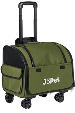 JoPet Haustiertasche mit Rollen, Haustierrucksack mit Rädern, kleine Hundetasche, Katzentragetasche, abnehmbare Räder, Reisetasche, Haustierwagen,