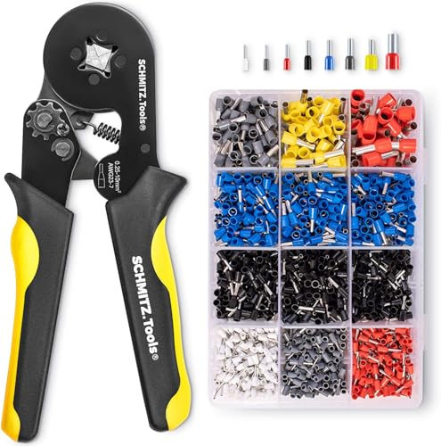 SCHMITZ.Tools® Crimpzange mit 800 Aderendhülsen Set - Aderendhülsenzange selbsteinstellend [0,25-10mm²] - Krimpzangenset - Elektrowerkzeug - Presszange
