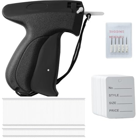 JASFLY Etikettierpistole Gun, Etikettiergerät Kleidung, Etikettierpistole mit Etiketten mit 5 Ersatznadeln + 5000 Heftfäden +500 Preisschilder für Kleidung Etiketten Preis Marke Tags Schild Label Hut