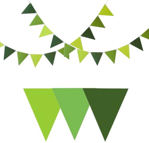 Wimpelkette Outdoor Wetterfest - Grün, 4 x 2m Jute-Girlande mit 12 Wimpeln pro Stück (48 Stück total) | Outdoor-Girlanden für Geburtstagsfeier, Gartenparty & Camping