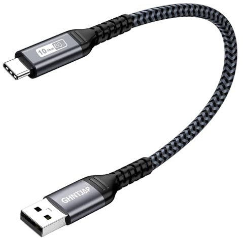 GHNTJAP USB C Charger Cable 0.3M,10Gbps USB 3.1 Gen 2 60W Fast Charging USB to USB C Cable Nylon Braided Compatible with iPhone 16/15 Pro Max,Galaxy,iPad Pro,Android Auto-Grey