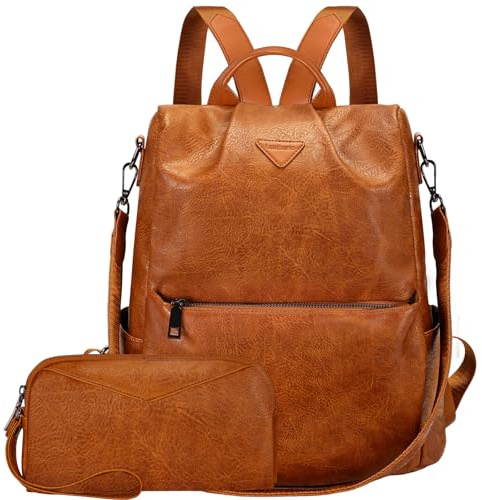 Leathario Rucksakck Damen klein,Veganes Leder Cityrucksack,Rucksackhandtasche Diebstahlsicher,Elegant Tagesrucksack für Büro,Pendeln,Arbeit,Leicht Mittelgroß Backpack Women für Reise,Ausflug Pink