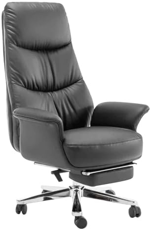 GddOGUK Chaise de Bureau Chaise de Bureau pivotante en Cuir, Chaise de Bureau Ergonomique avec Dossier réglable et Repose-Pieds rétractable, Chaise d'ordinateur Confort