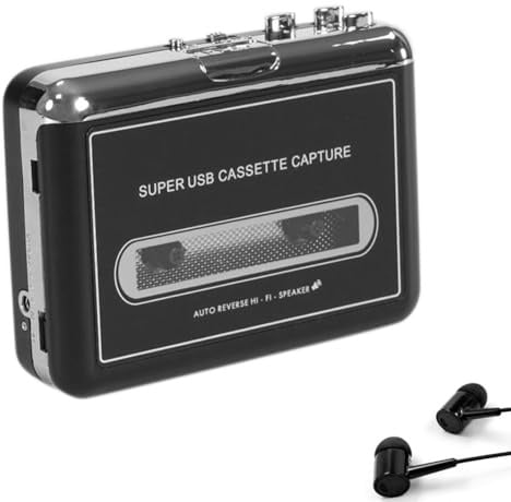 PAGJHRFJG Portable Stereo USB Cassette Player Plastic Cassette Tape to MP3 Converter Recorder with Loudspeaker Capture Audio Music Player