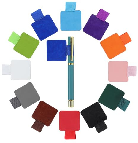 ADLABLD 12 Stück Elastischer Stifthalter Notizbuch,Stiftschlaufe Selbstklebend,Selbstklebender Lederstifthalter,Farbe Pen Holder,für Tablet,Tagebuch,Kalender,Notizbuch