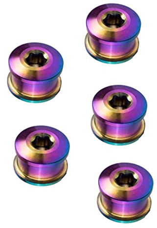 pistro Lot de 5 vis de pédalier en alliage de titane pour pédalier, écrous de roue à disque M8 x 6 mm, couleurs vives pour VTT, vélo de route, BMX