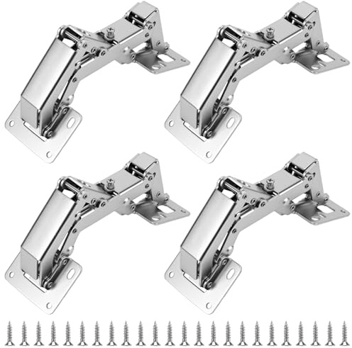 CHIHEUNG 4PCS 170 Degree Soft Close Cabinet Hinges, Kitchen Cupboard Hinges, Surface Mount Door Hinge for Bedroom, Kitchen, Cupboard, Cabinet