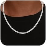 SLOONG 5MM Breit Panzerkette 925 Silber Over Herren | Panzerkette 925 Silver Over Schmuck Geschenk für Männer Verschiedliche Längen 46/51/56/61CM