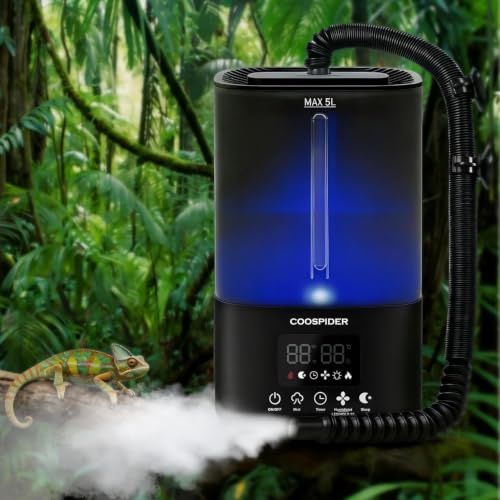 Tararium 5L Smart Reptile Humidifier with Auto Humidity Control - Terrarium Fog Machine for Snakes/Amphibians - Programmable Timer, Top Fill & Quiet Operation (<32dB)