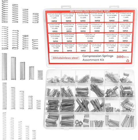 300 Stück Spiralfedern Druckfedern Sortiment Kit, Edelstahl Zugfedern Set, Spannfedern, 23 Größen Edelstahl Druckfeder Set, Mechanische Metall Kleine Feder Springs für Werkzeuge Zuhause Autos DIY