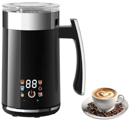 Montalatte Elettrico 6-in-1,Cappuccinatore Elettrico,Schiumatore Latte | 400W 600ML Montalatte Elettrico per Schiumare Latte Caldo e Freddo,Rivestimento Antiaderente,per Latte Cappuccino Yogurt,Nero