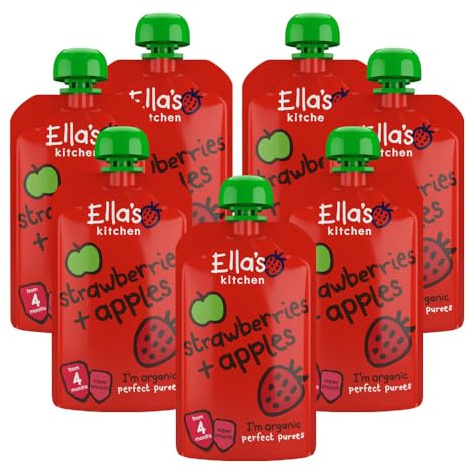 Ella's Kitchen, Stage 1 from 4 Months Organic Apple and Strawberry, 120 g , (Pack of 7)