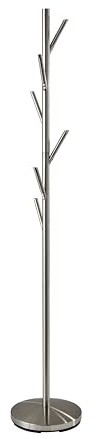 Adesso Coat Rack, Brushed Steel, 6 Hooks, Space-Saving, 67